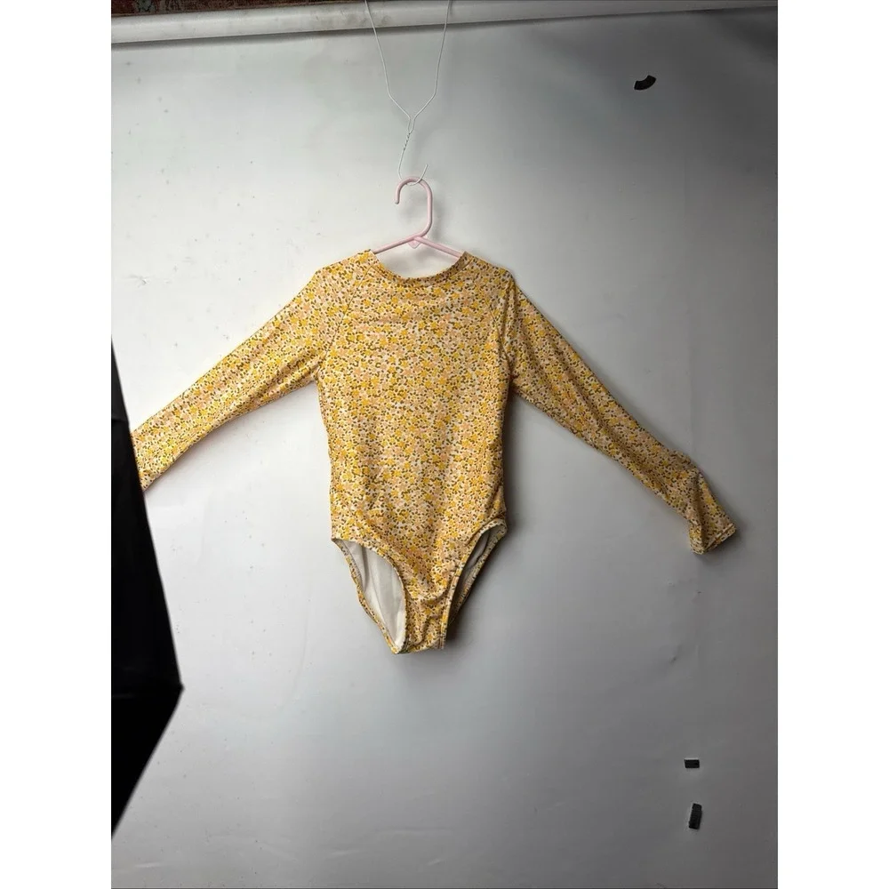 ART CLASS KIDS Girl's Black Floral Zip Up‎ Long Sleeve Swimsuit SIZE L 10/12